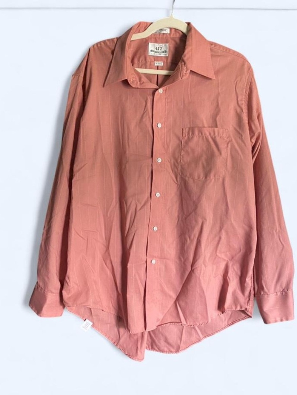 Vintage 417 Van Heusen Striped Button Down Shirt Salmon Pink Men's 17 34/35